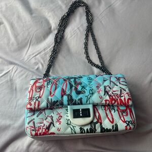 Graffiti Print Chain Shoulder Bag from 2010s